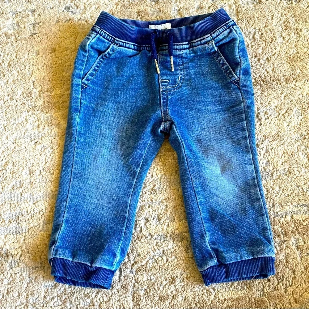 Hudson Baby Unisex Medium Wash Skinny Jeans Blue Cuffed Drawstring Waist: 12m - Picture 1 of 8